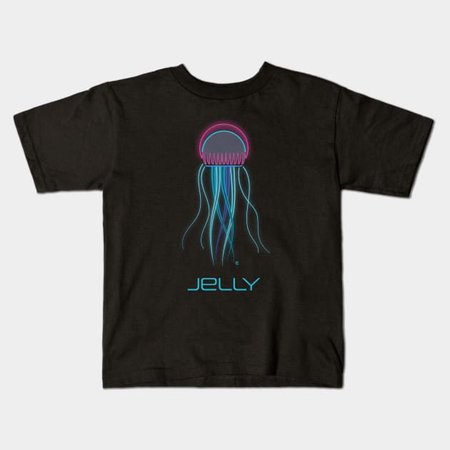 Neon Jellyfish Kids T-Shirt by CuriousCurios